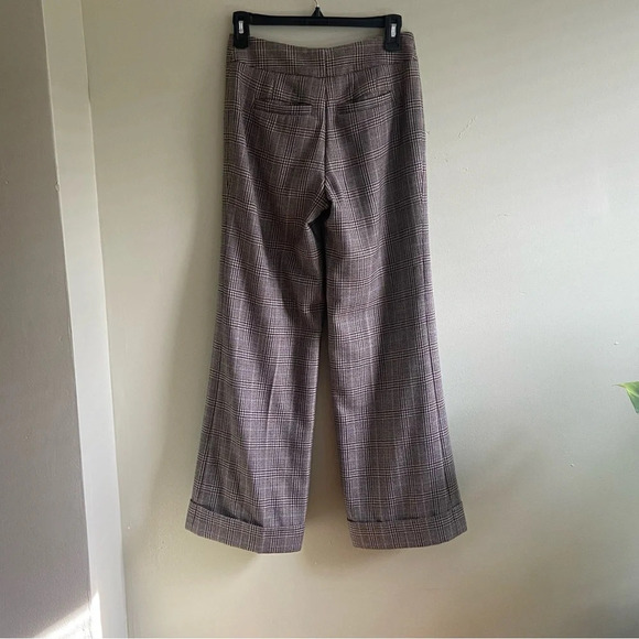 J Crew Favorite Fit wool plaid wide leg cuffed trousers pants. Size 0 - Picture 5 of 6